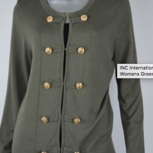 INC Military Style Sweater in Olive Green